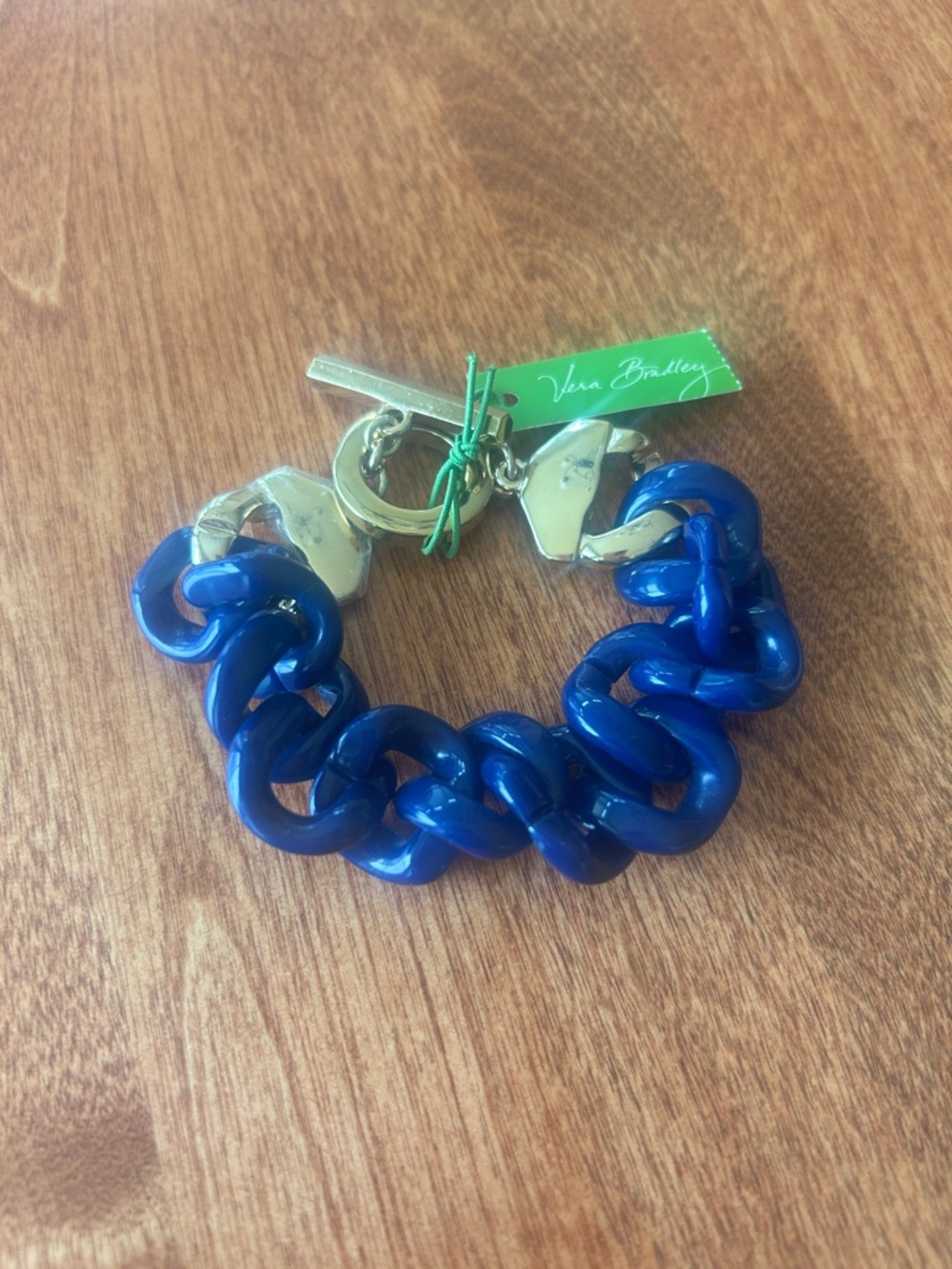 New Vera Bradley Royal Blue Chunky Chain Bracelet with Gold-Tone Hardware